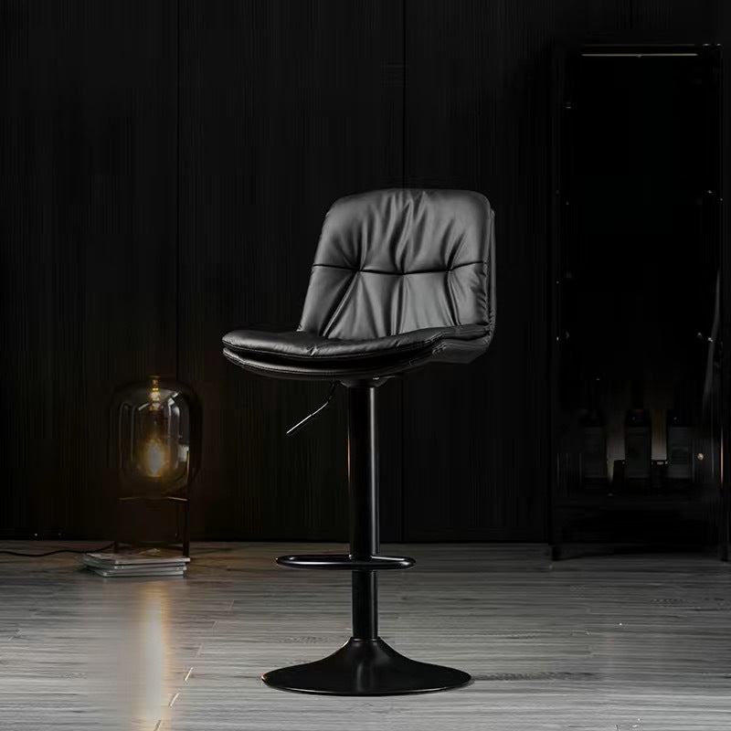 Bar Stools Kitchen Bar Stool Leather Barstools Swivel Gas Lift Counter Chairs x2 BS8406 Black V255-8406-BLACK