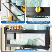 85cm Double Tier Enclosed Dish Drying Rack Holder Drain caddy Kitchen Drainer Storage Over Sink Organiser V255-85CM-DT-ENC