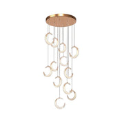 BAMDECOR Moon Stair Chandelier Golden Luxury Villa Duplex Staircase Chandelier Apartment Revolving Loft V255-A002-12HL