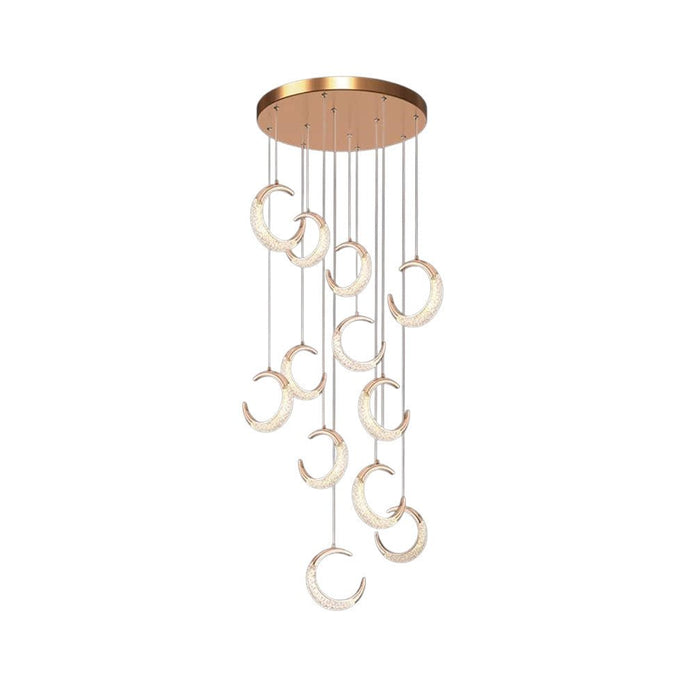 BAMDECOR Moon Stair Chandelier Golden Luxury Villa Duplex Staircase Chandelier Apartment Revolving Loft V255-A002-12HL
