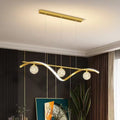 Luxury Hand Blown Glass LED Pendant Light 100cm Adjustable 3 Color Dimmable Remote Control for Dining Bar V255-A037-GOLD