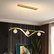 Luxury Hand Blown Glass LED Pendant Light 100cm Adjustable 3 Color Dimmable Remote Control for Dining Bar V255-A037-GOLD