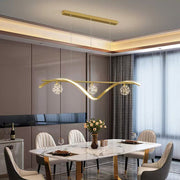 Luxury Hand Blown Glass LED Pendant Light 100cm Adjustable 3 Color Dimmable Remote Control for Dining Bar V255-A037-GOLD