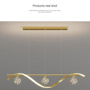 Luxury Hand Blown Glass LED Pendant Light 100cm Adjustable 3 Color Dimmable Remote Control for Dining Bar V255-A037-GOLD