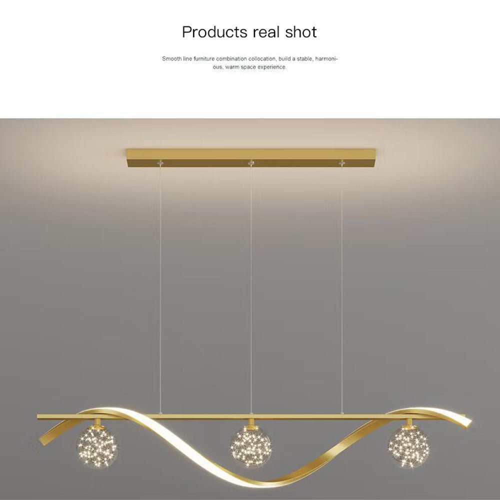 Luxury Hand Blown Glass LED Pendant Light 100cm Adjustable 3 Color Dimmable Remote Control for Dining Bar V255-A037-GOLD