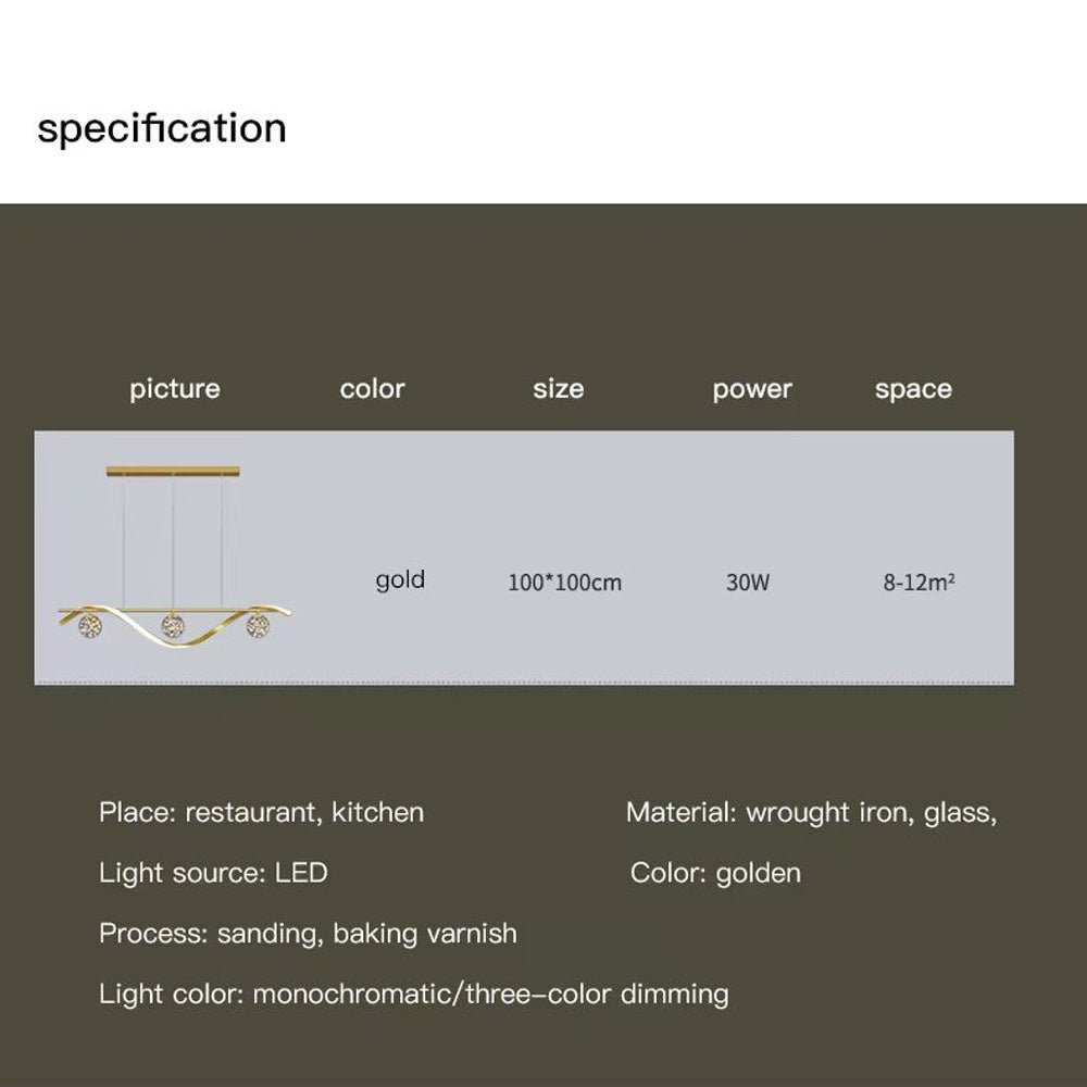 Luxury Hand Blown Glass LED Pendant Light 100cm Adjustable 3 Color Dimmable Remote Control for Dining Bar V255-A037-GOLD