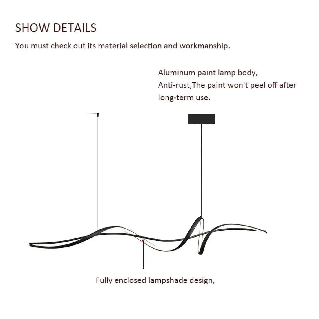 BAMDECOR A36 Modern LED Linear Chandeliers Pendant Lights with Dimmable LED and Adjustable Hanging Length V255-A36-L140