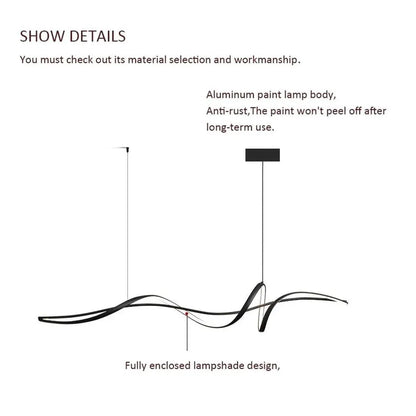 BAMDECOR A36 Modern LED Linear Chandeliers Pendant Lights with Dimmable LED and Adjustable Hanging Length V255-A36-L140