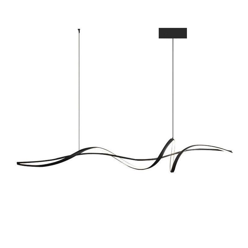 BAMDECOR A036 Modern LED Linear Pendant Lights with Dimmable LED and Adjustable Hanging Length 160cm -Black V255-A36-L160-A