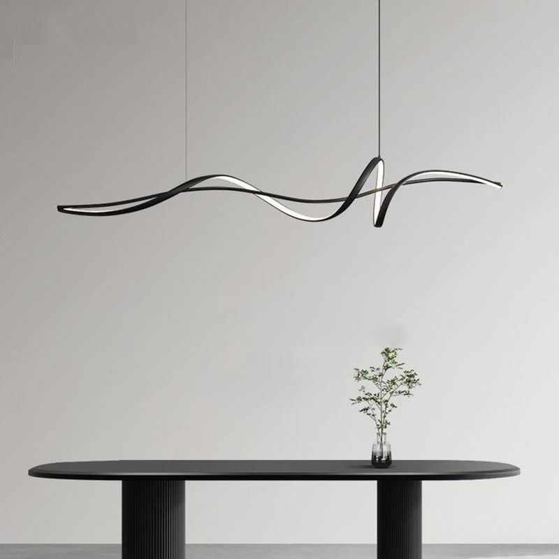 BAMDECOR A036 Modern LED Linear Pendant Lights with Dimmable LED and Adjustable Hanging Length 160cm -Black V255-A36-L160-A