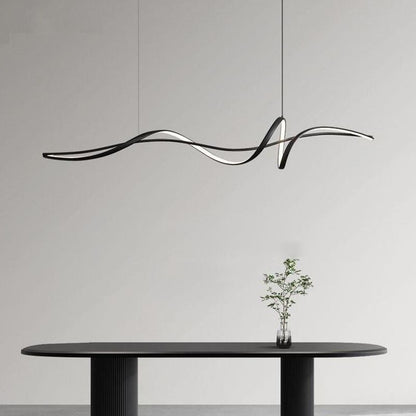 BAMDECOR A036 Modern LED Linear Pendant Lights with Dimmable LED and Adjustable Hanging Length 160cm -Black V255-A36-L160-A