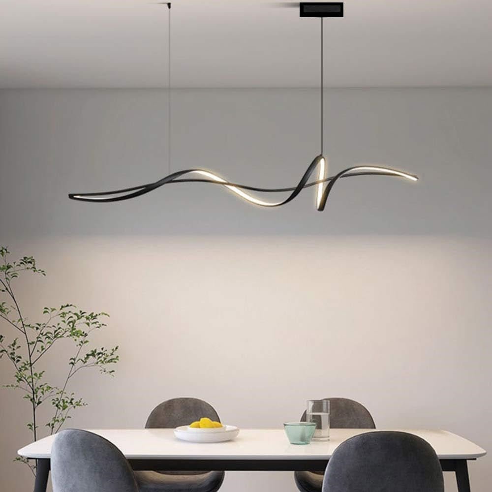 BAMDECOR A036 Modern LED Linear Pendant Lights with Dimmable LED and Adjustable Hanging Length 160cm -Black V255-A36-L160-A