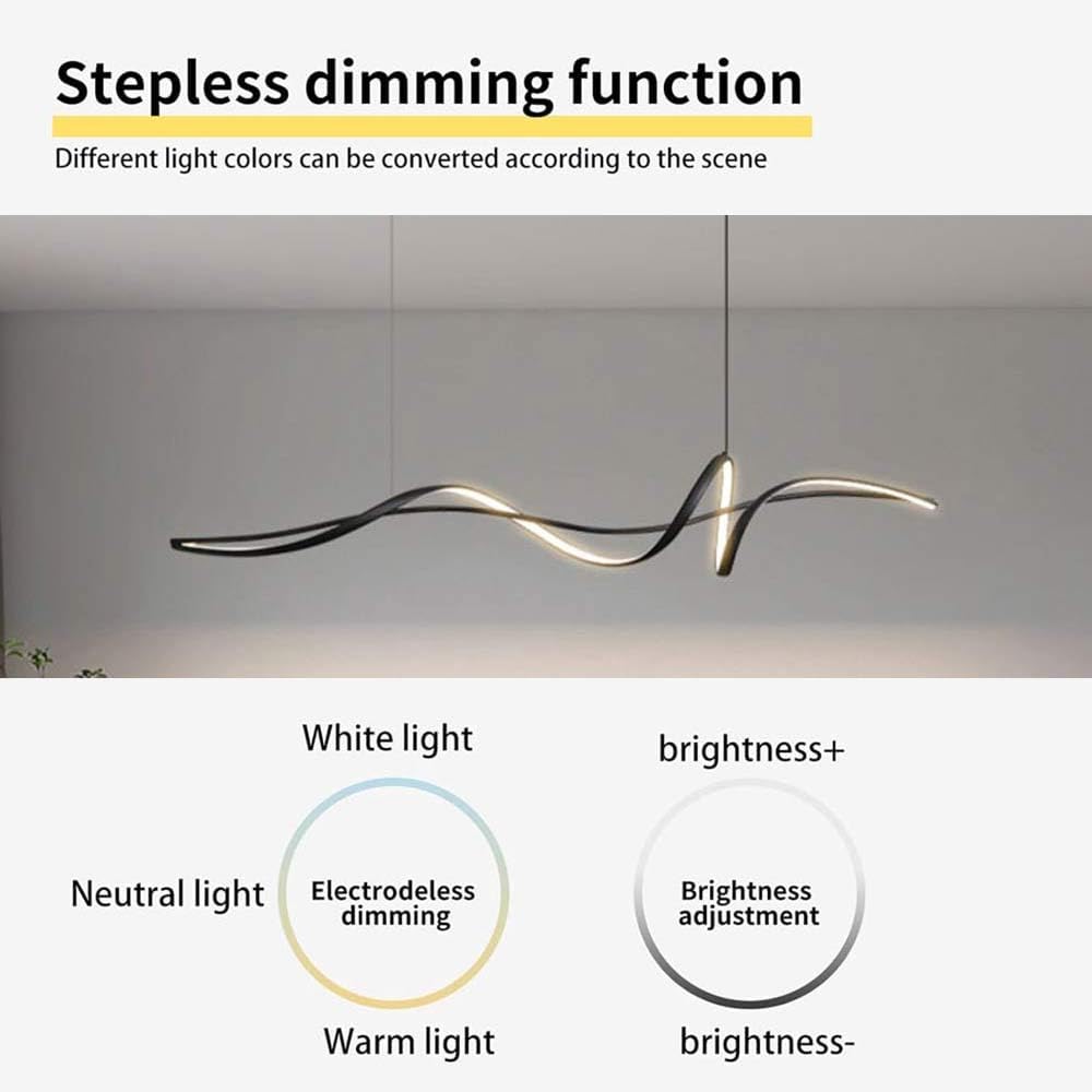 BAMDECOR A036 Modern LED Linear Pendant Lights with Dimmable LED and Adjustable Hanging Length 160cm -Black V255-A36-L160-A