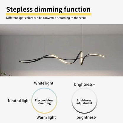 BAMDECOR A036 Modern LED Linear Pendant Lights with Dimmable LED and Adjustable Hanging Length 160cm -Black V255-A36-L160-A