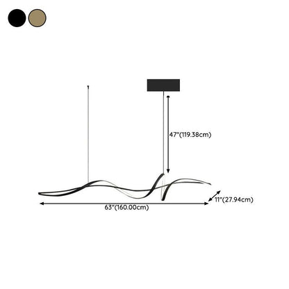 BAMDECOR A036 Modern LED Linear Pendant Lights with Dimmable LED and Adjustable Hanging Length 160cm -Black V255-A36-L160-A