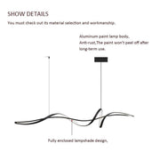 BAMDECOR A036 Modern LED Linear Pendant Lights with Dimmable LED and Adjustable Hanging Length 160cm -Black V255-A36-L160-A