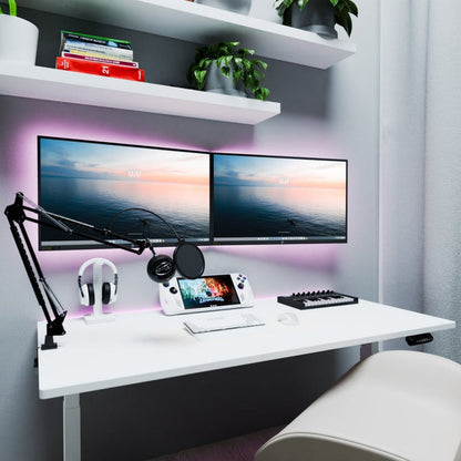 AMZ Electric Height Adjustable Standing Desk 120x60cm Sit Stand Desk Top for Home Office (White Frame + White V255-AMZ-120-DM-WHITE
