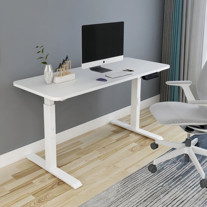 AMZ Electric Height Adjustable Standing Desk 120x60cm Sit Stand Desk Top for Home Office (White Frame + White V255-AMZ-120-DM-WHITE