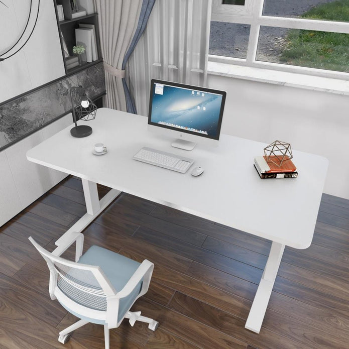 AMZ Electric Height Adjustable Standing Desk 120x60cm Sit Stand Desk Top for Home Office (White Frame + White V255-AMZ-120-DM-WHITE