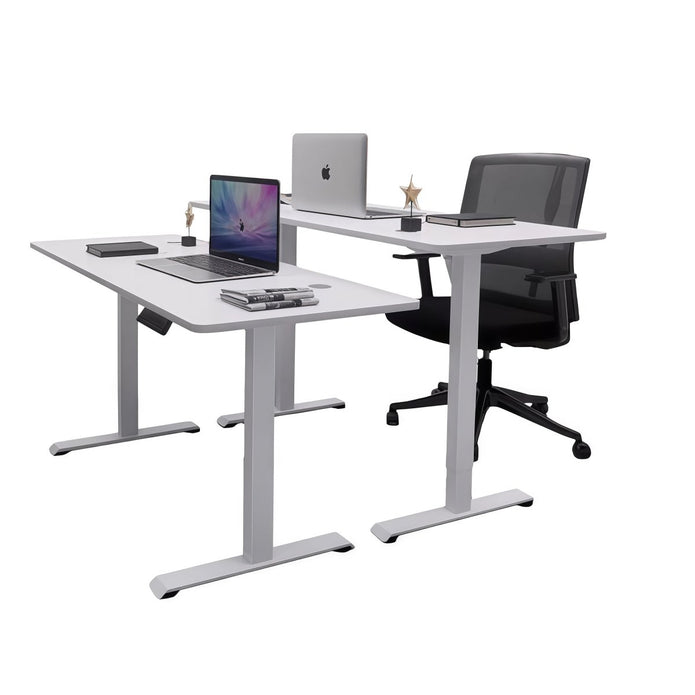 AMZ Electric Height Adjustable Standing Desk 120x60cm Sit Stand Desk Top for Home Office (White Frame + White V255-AMZ-120-DM-WHITE