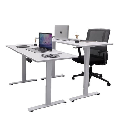 AMZ Electric Height Adjustable Standing Desk 120x60cm Sit Stand Desk Top for Home Office (White Frame + White V255-AMZ-120-DM-WHITE