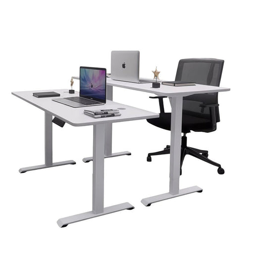AMZ Electric Height Adjustable Standing Desk 160x80cm Sit Stand Desk Top for Home Office (White Frame + White V255-AMZ-160-DM-WHITE