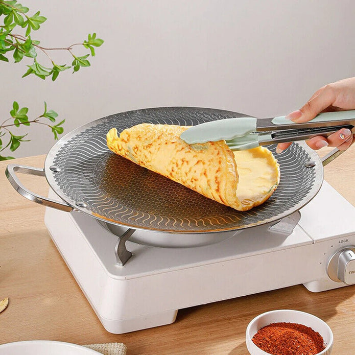 Honeycomb Non-Stick Grill Skewer Plate, 316 Stainless Steel, Portable Barbecue Grill with Handle, Universal V255-AMZ-SS316-BBQPAN