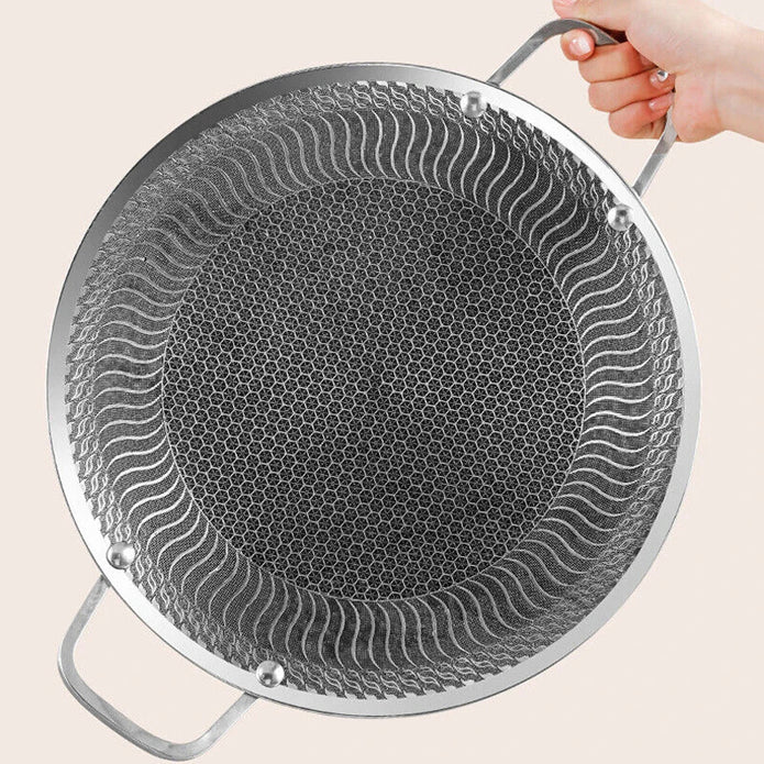 Honeycomb Non-Stick Grill Skewer Plate, 316 Stainless Steel, Portable Barbecue Grill with Handle, Universal V255-AMZ-SS316-BBQPAN