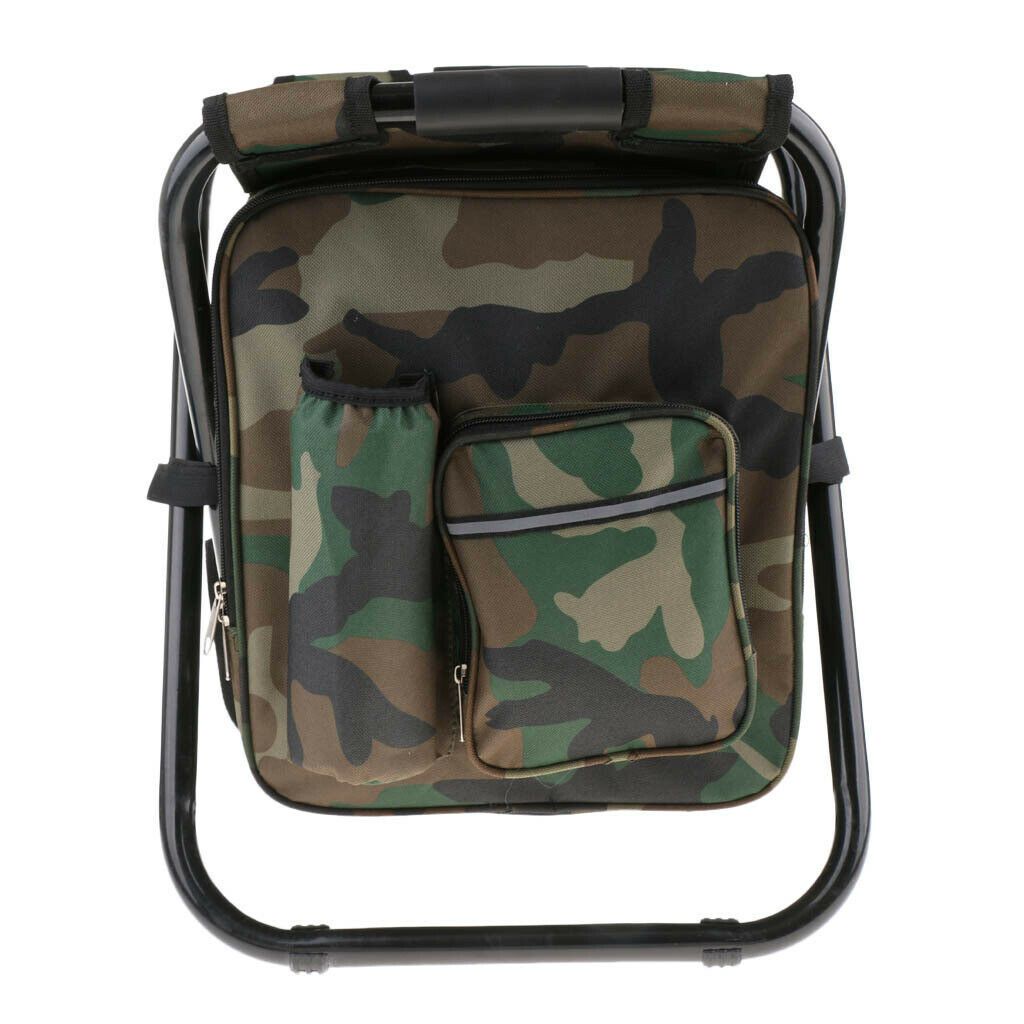 Portable Folding Backpack Chair Camping Stool Cooler Bag Rucksack Beach Fishing 150kg load Green V255-BACKPACKCHAIR-GR