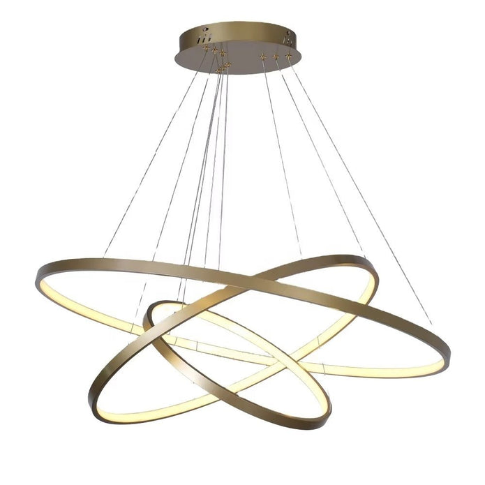 BAMDECOR 18801 Modern LED Chandelier, Dimmable Pendant Light with Remote Control Rings Round Ceiling Lighting V255-BAM-18801/3-GOLD