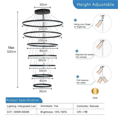BAMDECOR A18815 Nordic Home Decor Dining Room Pendant lamp lights Ceiling Lamp Hanging Light Chandelier Lamps V255-BAM-18815/7-BLK