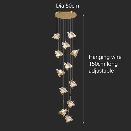 BAMDECOR LED Modern Bedroom Bedside Creative Butterfly Hanging Chandelier Light Fixtures for Stairs Nordic V255-BAM-A005-12HL