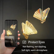 BAMDECOR LED Modern Bedroom Bedside Creative Butterfly Hanging Chandelier Light Fixtures for Stairs Nordic V255-BAM-A005-12HL