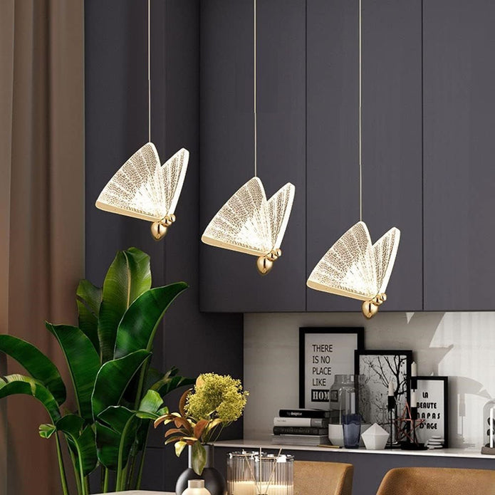 BAMDECOR LED Modern Bedroom Bedside Creative Butterfly Hanging Chandelier Light Fixtures for Stairs Nordic V255-BAM-A005-1HL