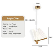 BAMDECOR LED Modern Bedroom Bedside Creative Butterfly Hanging Chandelier Light Fixtures for Stairs Nordic V255-BAM-A005-1HL