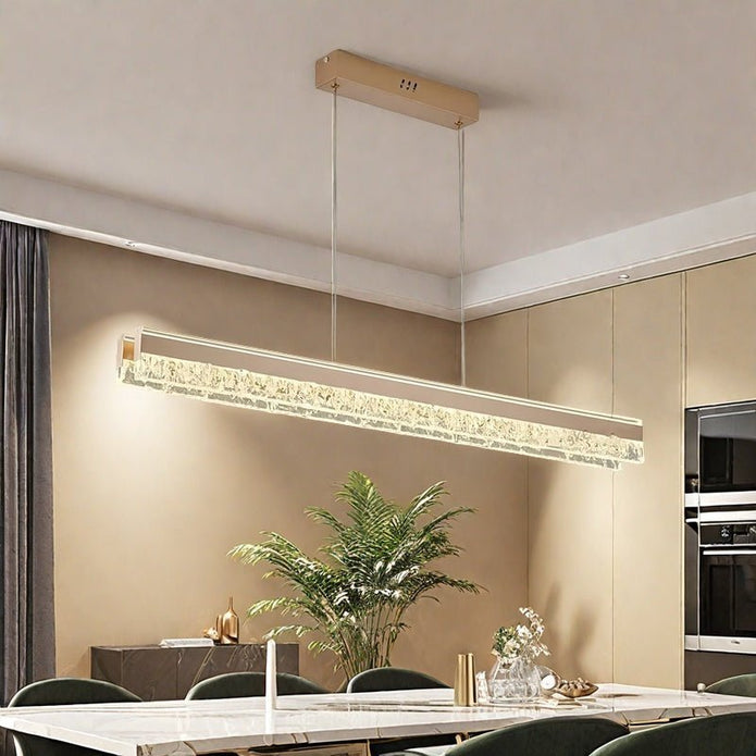 BAMDECOR A122 Nordic Long Dual Linear Dimmable Acrylic Kitchen Dining Table Pendant Light Minimalist Modern V255-BAM-A122-COFFEE-1.2M