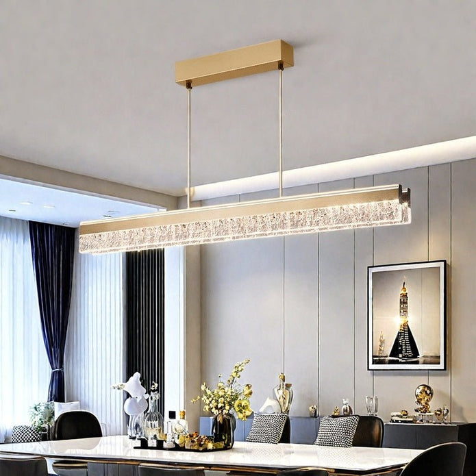 BAMDECOR A122 Nordic Long Dual Linear Dimmable Acrylic Kitchen Dining Table Pendant Light Minimalist Modern V255-BAM-A122-GOLD-1.2M