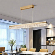 BAMDECOR A122 Nordic Long Dual Linear Dimmable Acrylic Kitchen Dining Table Pendant Light Minimalist Modern V255-BAM-A122-GOLD-1.2M