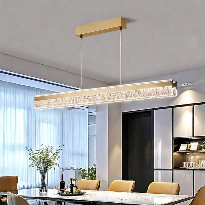 BAMDECOR A122 Nordic Long Dual Linear Dimmable Acrylic Kitchen Dining Table Pendant Light Minimalist Modern V255-BAM-A122-GOLD-1.2M