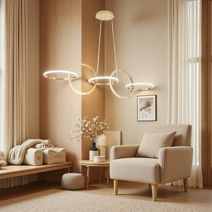 BAMDECOR A180 Nordic Golden Circles Kitchen Dining Table Pendant Light Minimalist Modern Lighting V255-BAM-A180-GOLD-1.2M