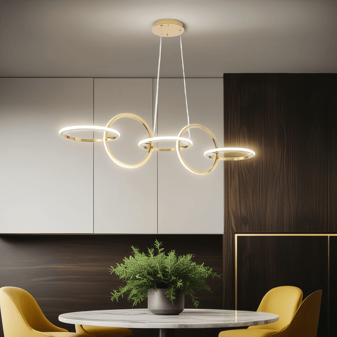 BAMDECOR A180 Nordic Golden Circles Kitchen Dining Table Pendant Light Minimalist Modern Lighting V255-BAM-A180-GOLD-1.2M