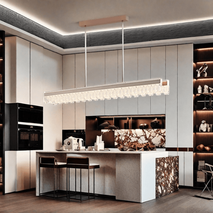 BAMDECOR A188 Nordic Dual Linear Dimmable Acrylic Kitchen Dining Table Pendant Light Minimalist Modern V255-BAM-A188-COFFEE-1.2M