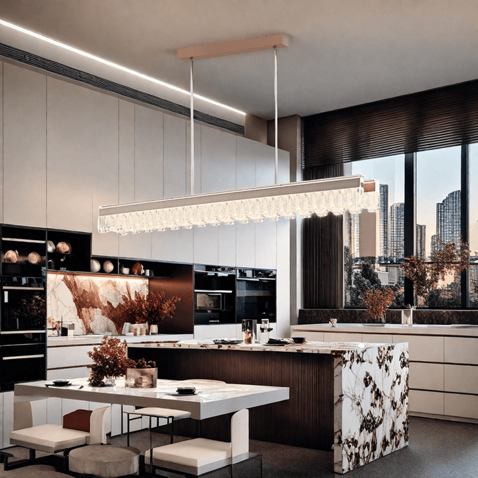 BAMDECOR A188 Nordic Dual Linear Dimmable Acrylic Kitchen Dining Table Pendant Light Minimalist Modern V255-BAM-A188-COFFEE-1.2M