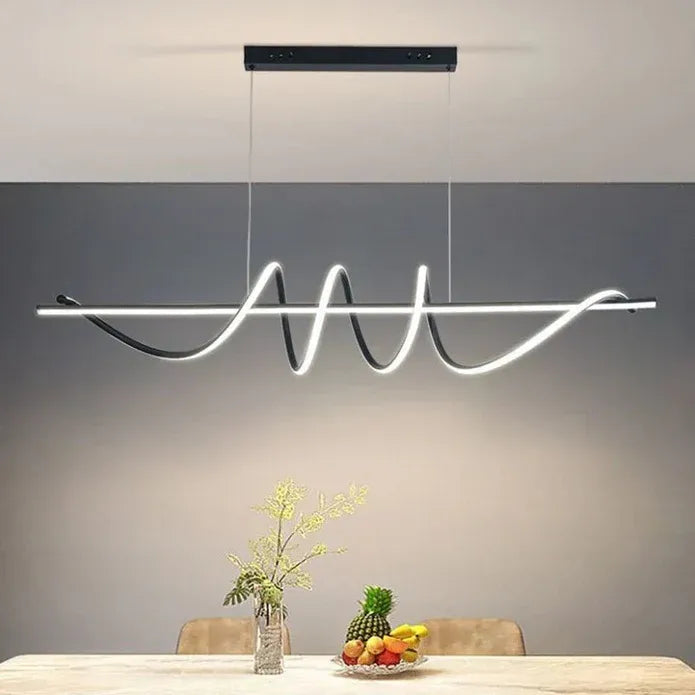 BAMDECOR A202 Modern LED Linear Pendant Lights with Dimmable LED (160cm/180cm-Black) 1.5 Meters V255-BAM-A202-1.5-BLK