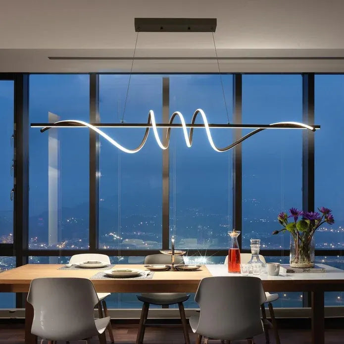 BAMDECOR A202 Modern LED Linear Pendant Lights with Dimmable LED (160cm/180cm-Black) 1.5 Meters V255-BAM-A202-1.5-BLK