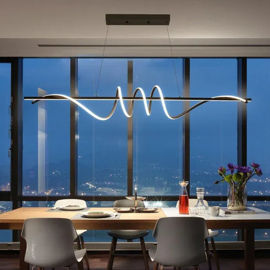 BAMDECOR A202 Modern LED Linear Pendant Lights with Dimmable LED (160cm/180cm-Black) 1.5 Meters V255-BAM-A202-1.5-BLK
