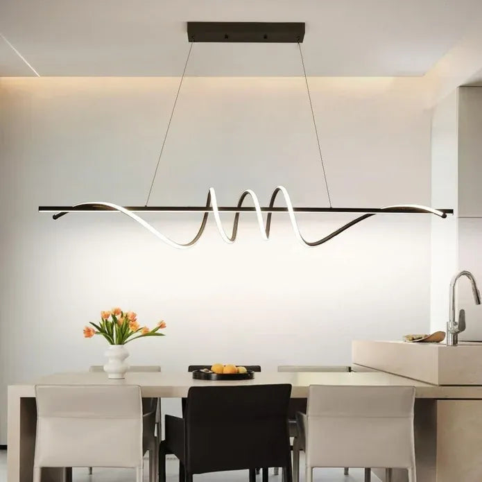 BAMDECOR A202 Modern LED Linear Pendant Lights with Dimmable LED (160cm/180cm-Black) 1.5 Meters V255-BAM-A202-1.5-BLK
