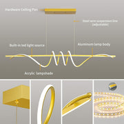 BAMDECOR A202 Modern LED Linear Pendant Lights with Dimmable LED 160cm V255-BAM-A202-1.5-GOLD