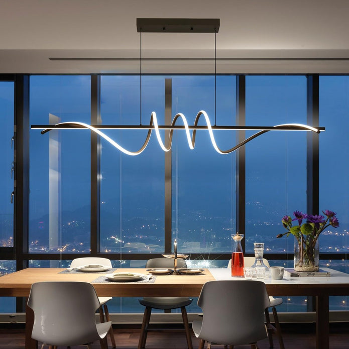 BAMDECOR A202 Modern LED Linear Pendant Lights with Dimmable LED (160cm/180cm-Black) 1.8 Meters V255-BAM-A202-1.8-BLK