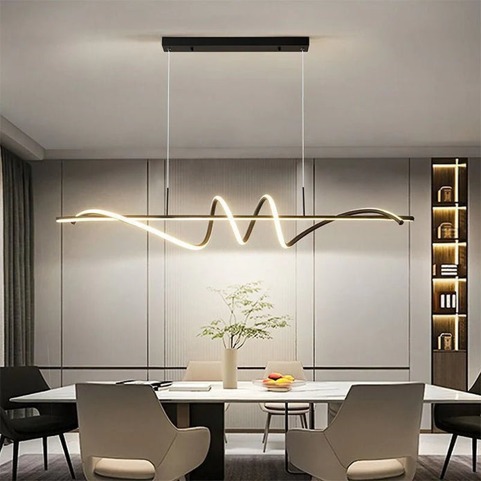 BAMDECOR A202 Modern LED Linear Pendant Lights with Dimmable LED (160cm/180cm-Black) 1.8 Meters V255-BAM-A202-1.8-BLK